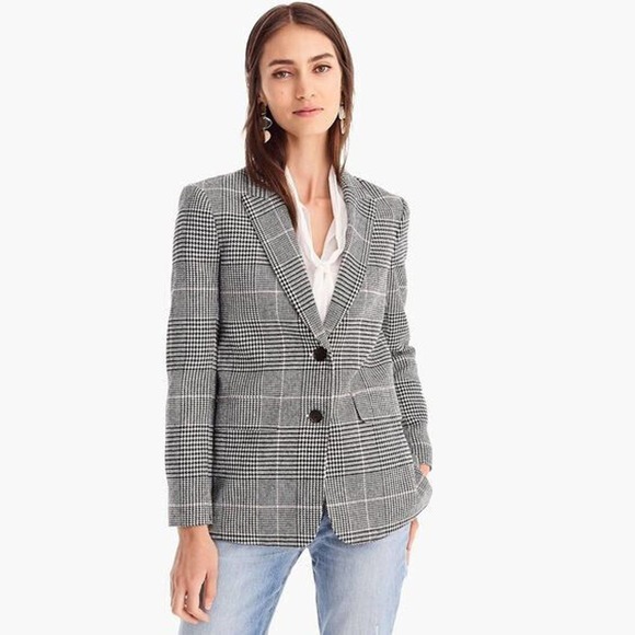 J. Crew Jackets & Blazers - J. Crew Boyfriend Blazer Jacket Plaid Wool Blend J5658 Women's Size 14